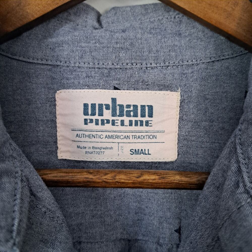 Urban Pipeline Button Down Shirt Triangle Pattern Blue Vintage Wash Men's Small - Picture 6 of 8
